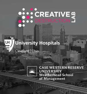 Thumbnail image of the Cleveland skyline with logos of  UH, Case, and Creative Destruction Labs.