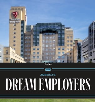 Thumbnail image of Forbes Dream Employers banner over a photo of UH main campus photo..