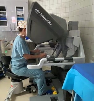 Dr. Kelsey Gray performing a robotic heart bypass surgery