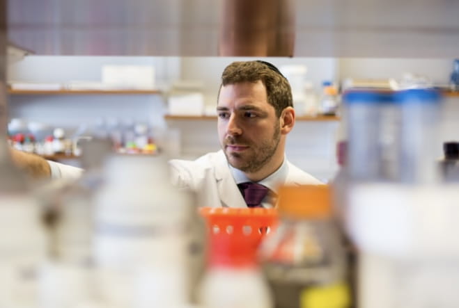 Dr. Jonathan Shoag of UH Urological Institute is shown in a laboratory setting.